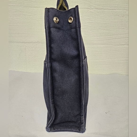 Hermès Fourre Tout GM Canvas and Nylon Tote Bag in Navy and Green Stripe - Picture 3 of 15